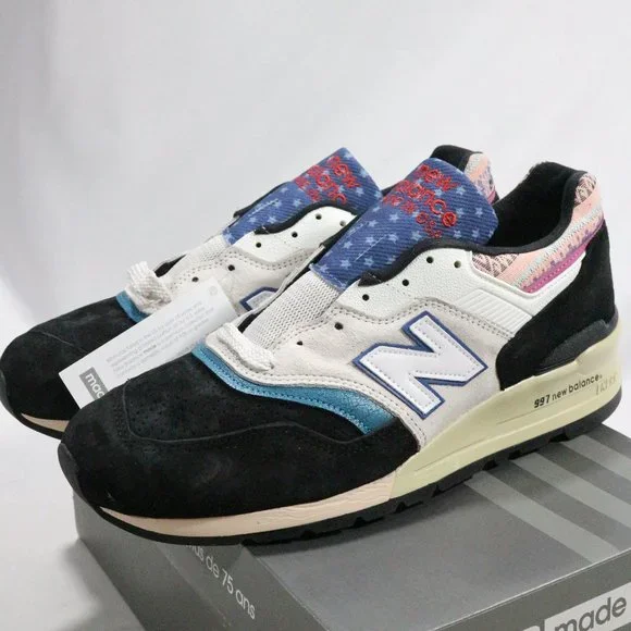 NEW BALANCE 997 Black Beige 'Patchwork' Sneakers Sz 10 Men New In Box - Picture 9 of 13